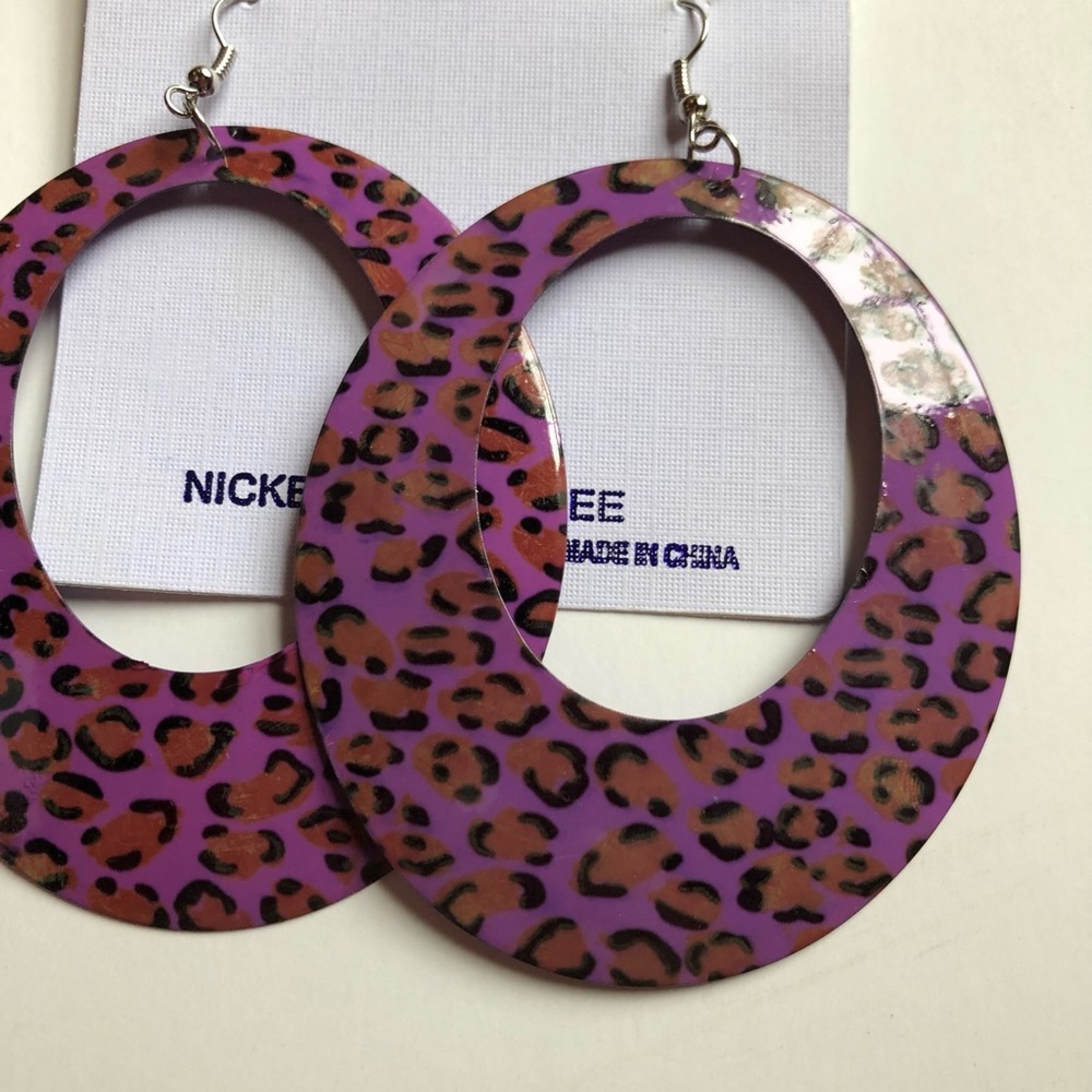 Purple Leopard Print Earrings